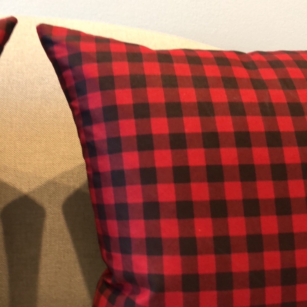 Red and Black Plaid Square Holiday Pillow Covers (2) - Picture 2 of 3